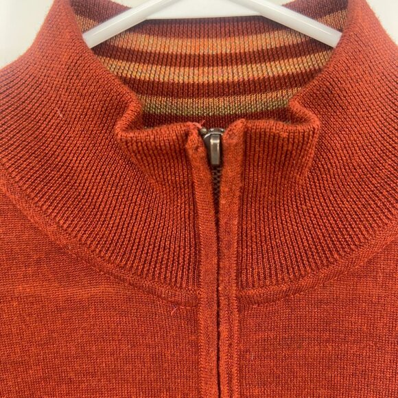 Robert Graham Burnt Orange 100% Wool Quarter Zip Sweater Men's XL - Picture 2 of 6